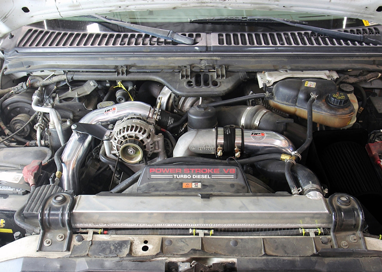HPS Hot & Cold Side Charge Pipe with Black CAC Hose Intercooler Boots, Black, 2003-2007 Ford Superduty Powerstroke 6.0L Diesel Turbo
