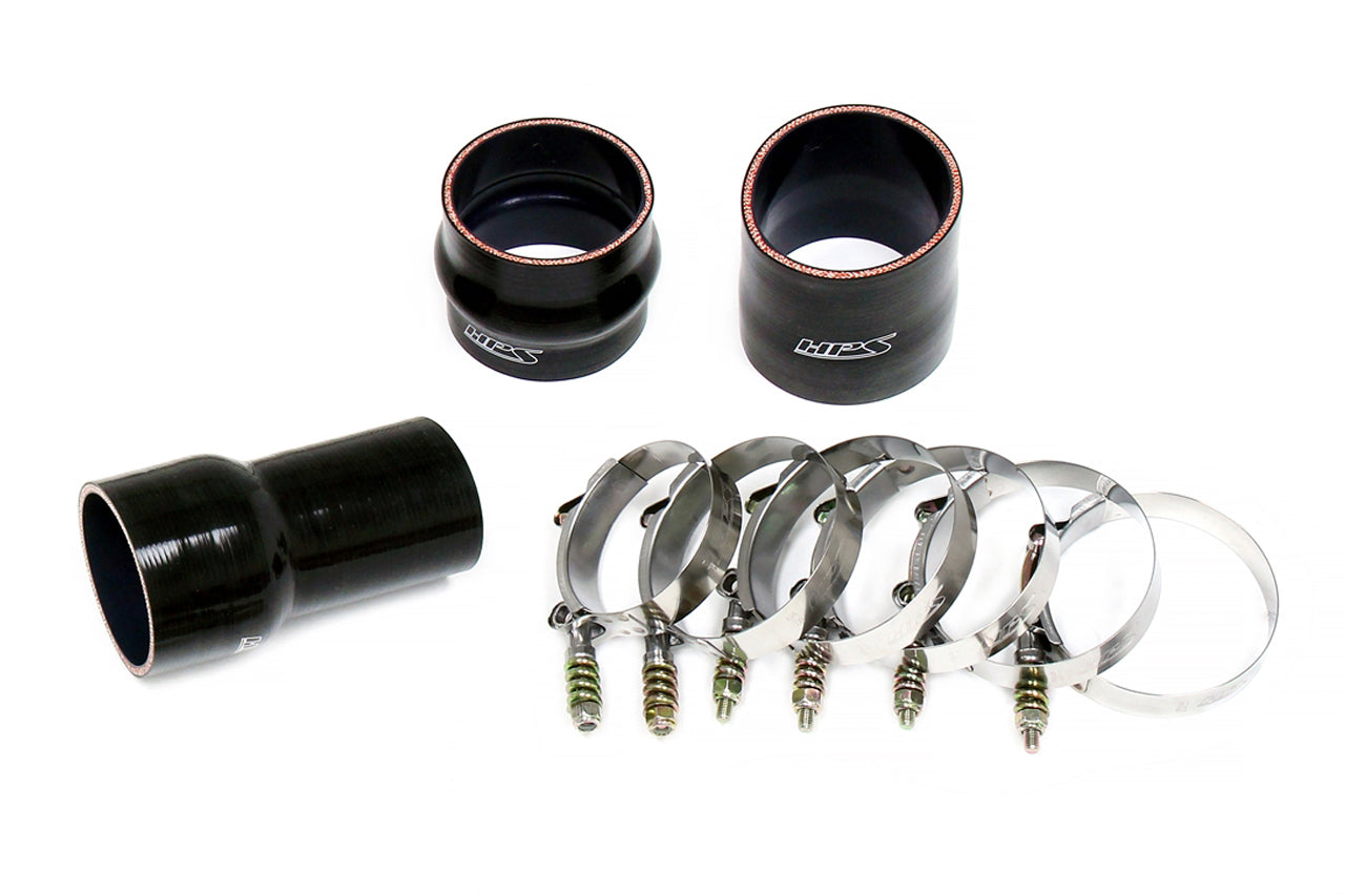 HPS Performance Stainless Steel Intercooler Charge Pipe Kit (Hot Side), Black, Multiple Fitments, 17-149WB