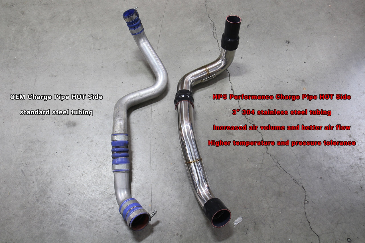 HPS Performance Stainless Steel Intercooler Charge Pipe Kit (Hot Side), Black, Multiple Fitments, 17-149WB
