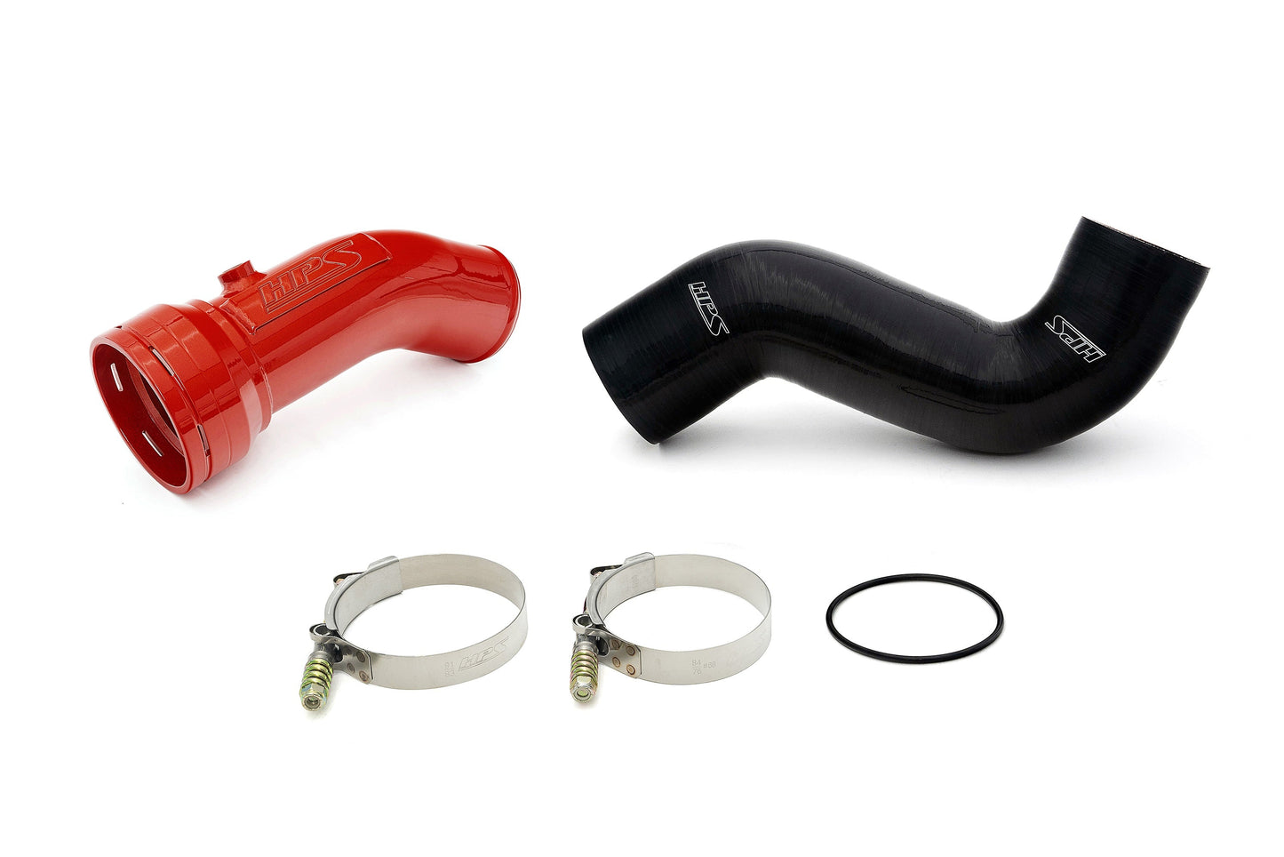 HPS Cold Side Charge Pipe with CAC Hose Intercooler Boot, Red, 2017-2023 Ford Superduty Powerstroke 6.7L Diesel Turbo
