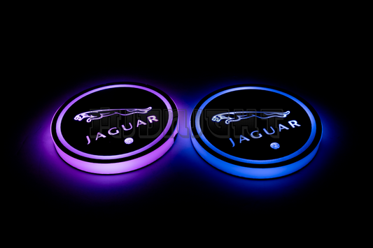 2PCS LED Cup Holder Lights Coaster, Rechargeable for Jaguar