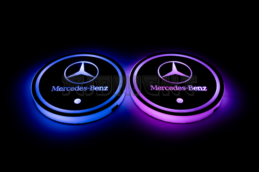 2PCS LED Cup Holder Lights Coaster, Rechargeable for Mercedes Benz