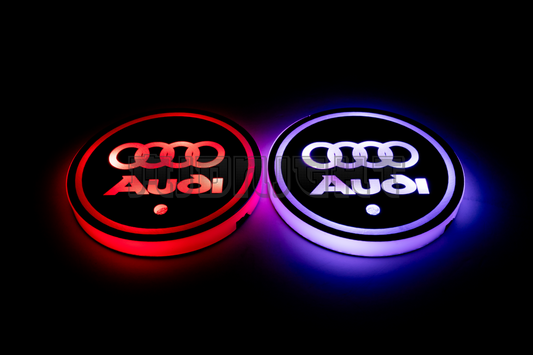 2PCS LED Cup Holder Lights Coaster, Rechargeable for Audi