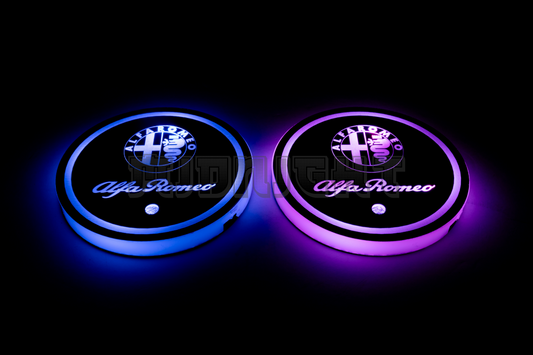 2PCS LED Cup Holder Lights Coaster, Rechargeable for Alfa Romeo