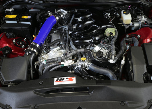 HPS Performance Post MAF Air Intake Aluminum Tube, Blue, 2014-2015 Lexus IS250 2.5L V6 Non F-Sport