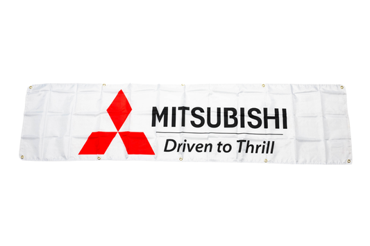 Mitsubishi Nobori Flag 2x6 FT Car Logo Banner Man Cave Wall Decor Display