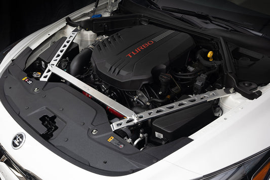 HPS Performance Aluminum Front Strut Brace Bar, Polished, Kia Stinger (18-22)