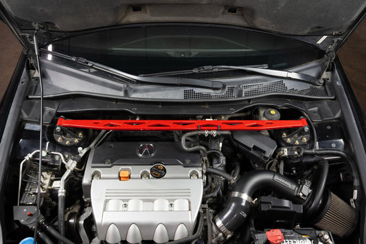 HPS Performance Aluminum Front Strut Tower Brace Bar, Red, Acura TSX (09-14), 42-119R