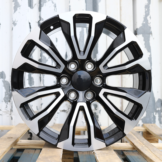 22x9" Black Machine Wheels (6x139.7) Fits Chevy Tahoe Suburban GMC Yukon Cadillac Escalade