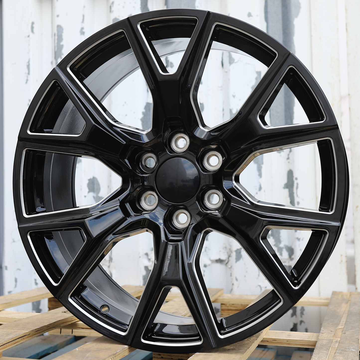 22x9" Black Milled Wheels (6x139.7) Fits Chevy Tahoe Suburban GMC Yukon Cadillac Escalade