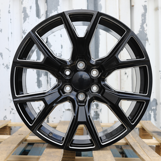 22x9" Black Milled Wheels (6x139.7) Fits Chevy Tahoe Suburban GMC Yukon Cadillac Escalade