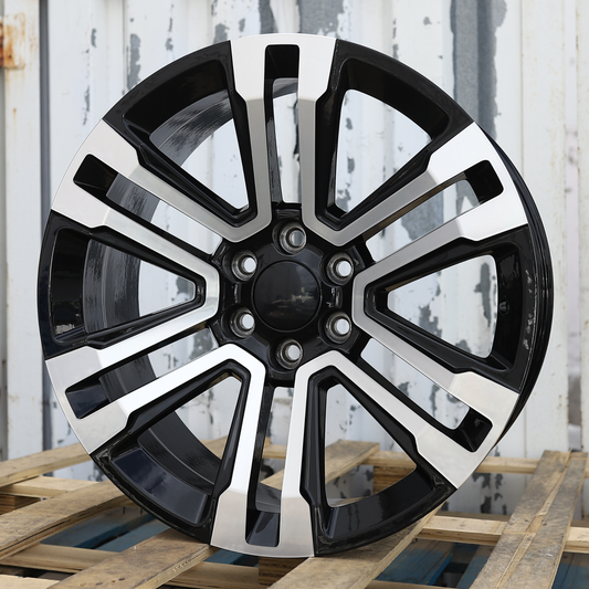 22x9" Black Machined Wheels (6x139.7) Fits Chevy Tahoe Suburban GMC Yukon Cadillac Escalade