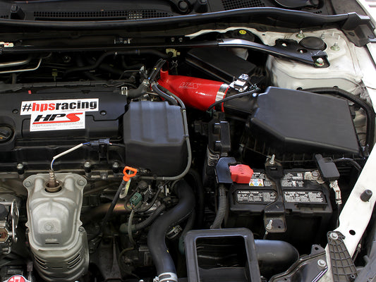 HPS Performance High Temp Reinforced Silicone Air Intake Hose Kit, Red, 2013-2016 Honda Accord 2.4L