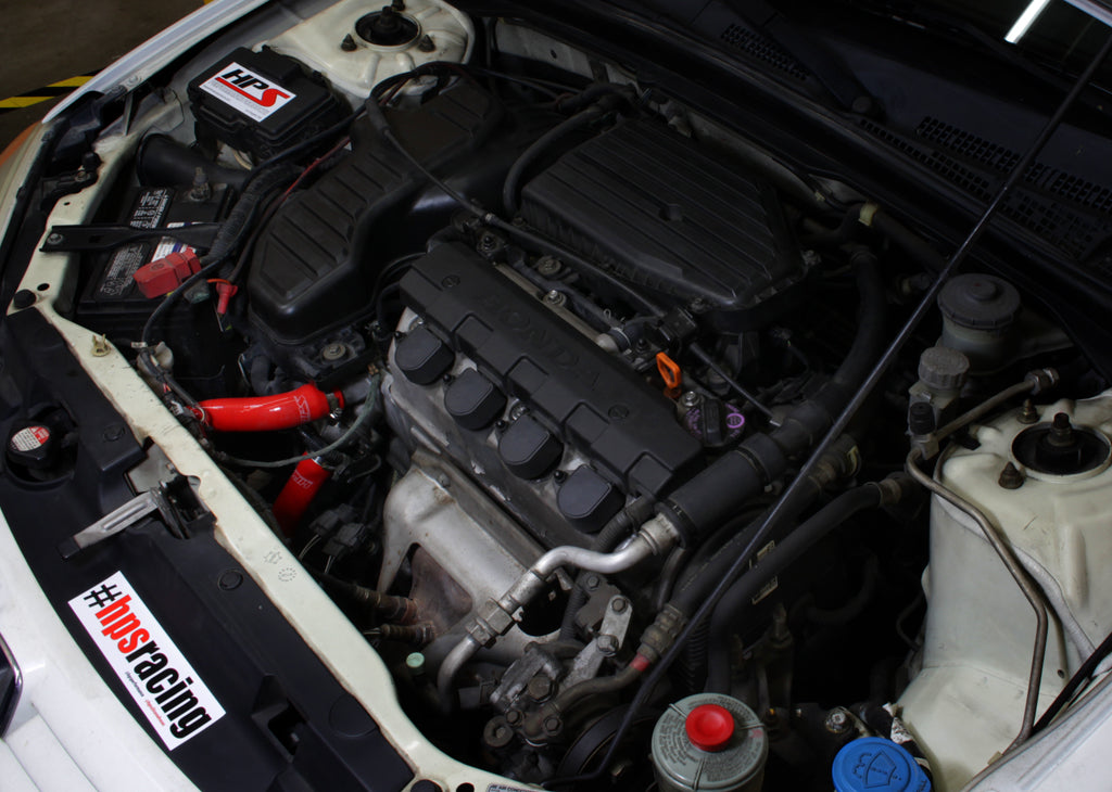 HPS Performance High Temp Reinforced Silicone Radiator Coolant Hose Kit, Red, 2001-2005 Honda Civic 1.7L Automatic Trans.