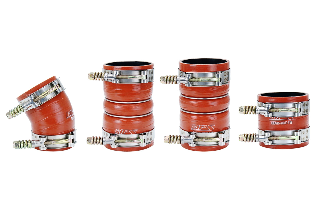HPS Performance Ultra High Temp Aramid Reinforced Silicone Intercooler Hose Boots Kit Orange 57-1538