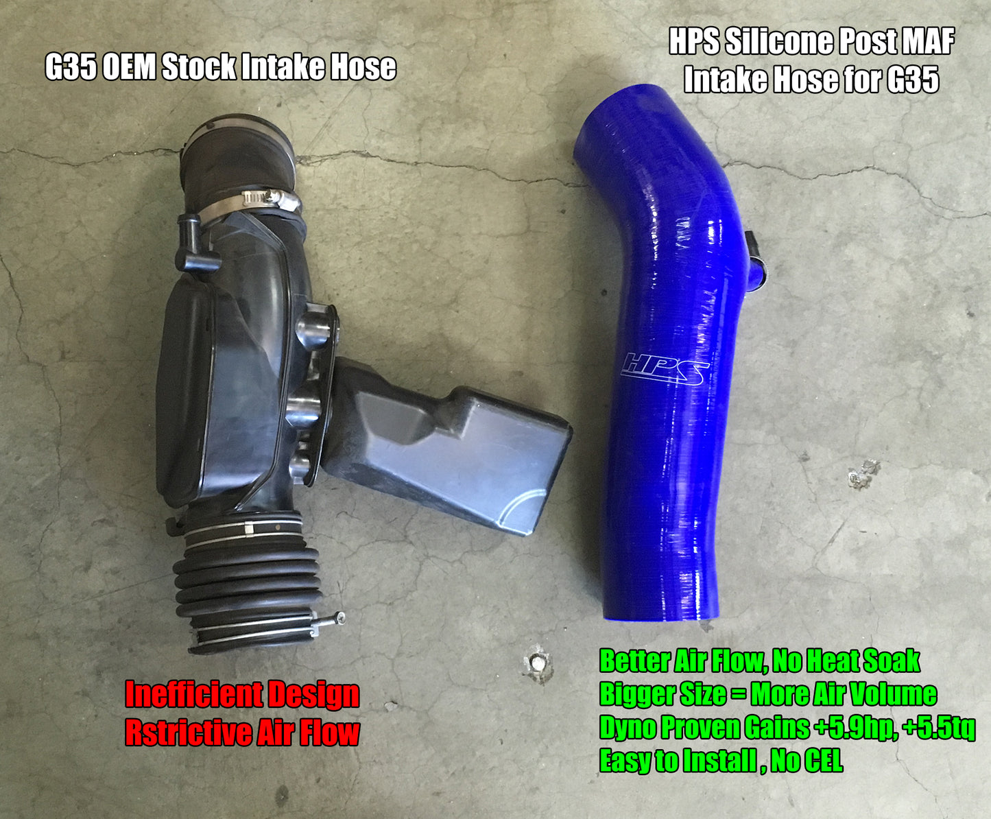 HPS Performance High Temp Reinforced Silicone Air Intake Hose Kit, Red, 03-06 Infiniti G35 Sedan/ 03-07 Infiniti G35 Coupe 3.5L V6