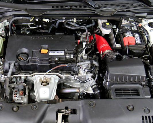 HPS Performance High Temp Reinforced Silicone Air Intake Hose Kit, Red, 2016-2024 Honda Civic 2.0L Non Turbo