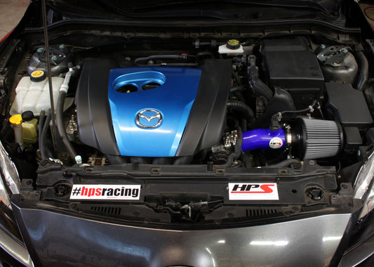 HPS Performance Air Intake Kit with Heat Shield, Blue, 2012-2013 Mazda Mazda3 2.0L Skyactiv