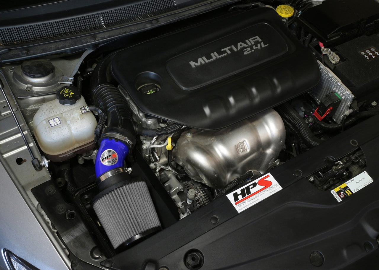 HPS Performance Air Intake Kit with Heat Shield, Blue, 15-17 Chrysler 200 2.4L without MAF sensor