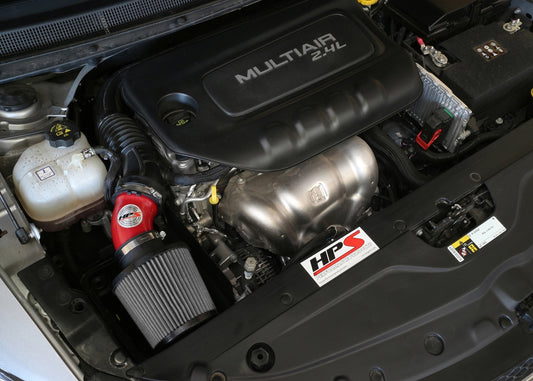 HPS Performance Air Intake Kit with Heat Shield, Red, 15-17 Chrysler 200 2.4L without MAF sensor