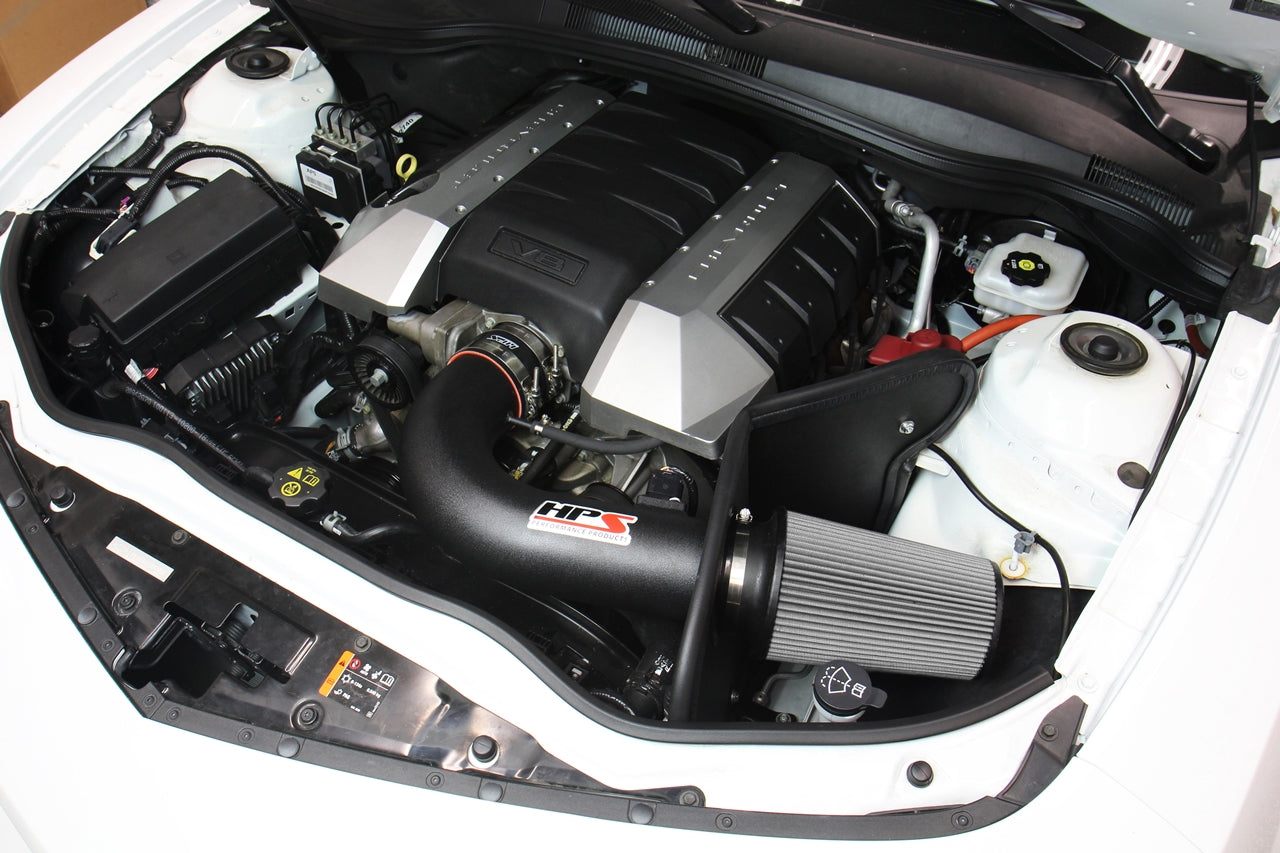 HPS Performance Air Intake Kit with Heat Shield, Black, 2010-2015 Chevy Camaro SS 6.2L V8