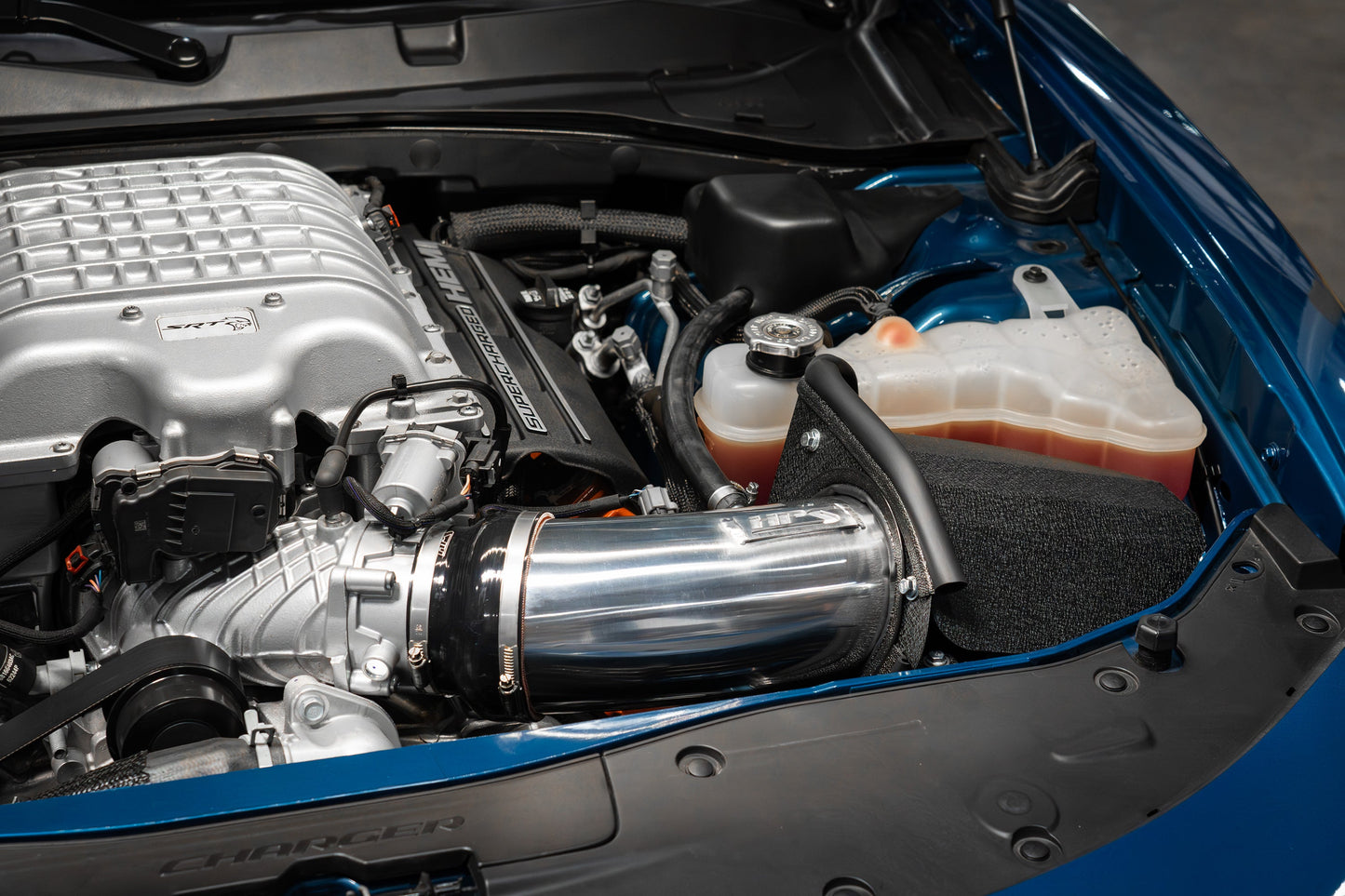 HPS Performance Air Intake Kit with Heat Shield, Red, 2019-2023 Dodge Charger SRT Hellcat 6.2L V8 Supercharged