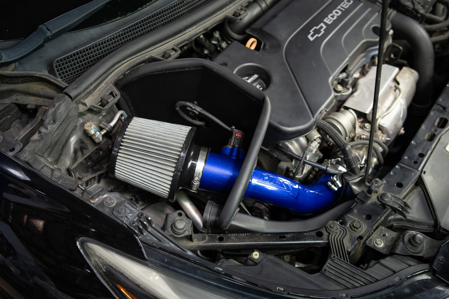 HPS Performance Air Intake Kit with Heat Shield, Blue, 2016-2019 Chevrolet Cruze 1.4L Turbo