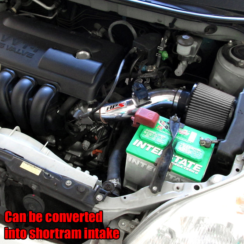 HPS Performance Cold Air Intake Kit, Polished, 03-04 Pontiac Vibe/ Toyota Corolla/ Matrix XR 1.8L 1ZZ-FE