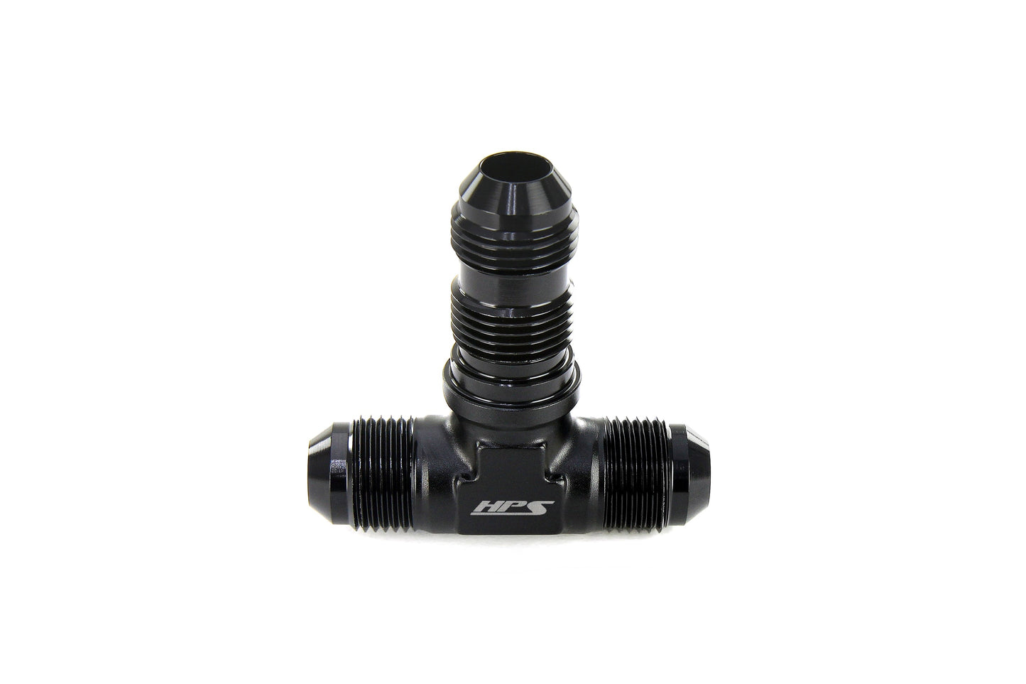 HPS Performance Tee -3 AN Male to Male Bulkhead Adapter Aluminum Black