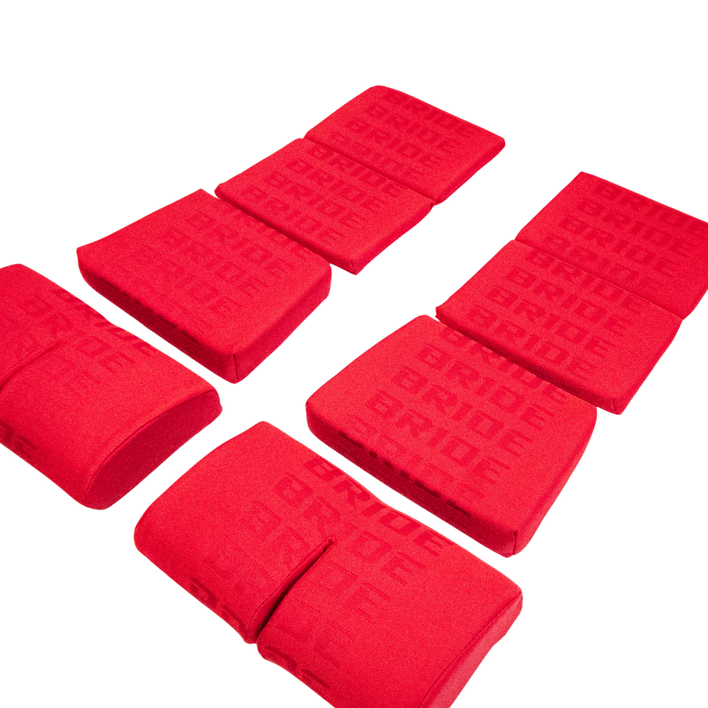 BRIDE Replacement Non-Recliner Fixed Back Seat Cushion Pads – Red Gradation Logo (3-Piece Set)
