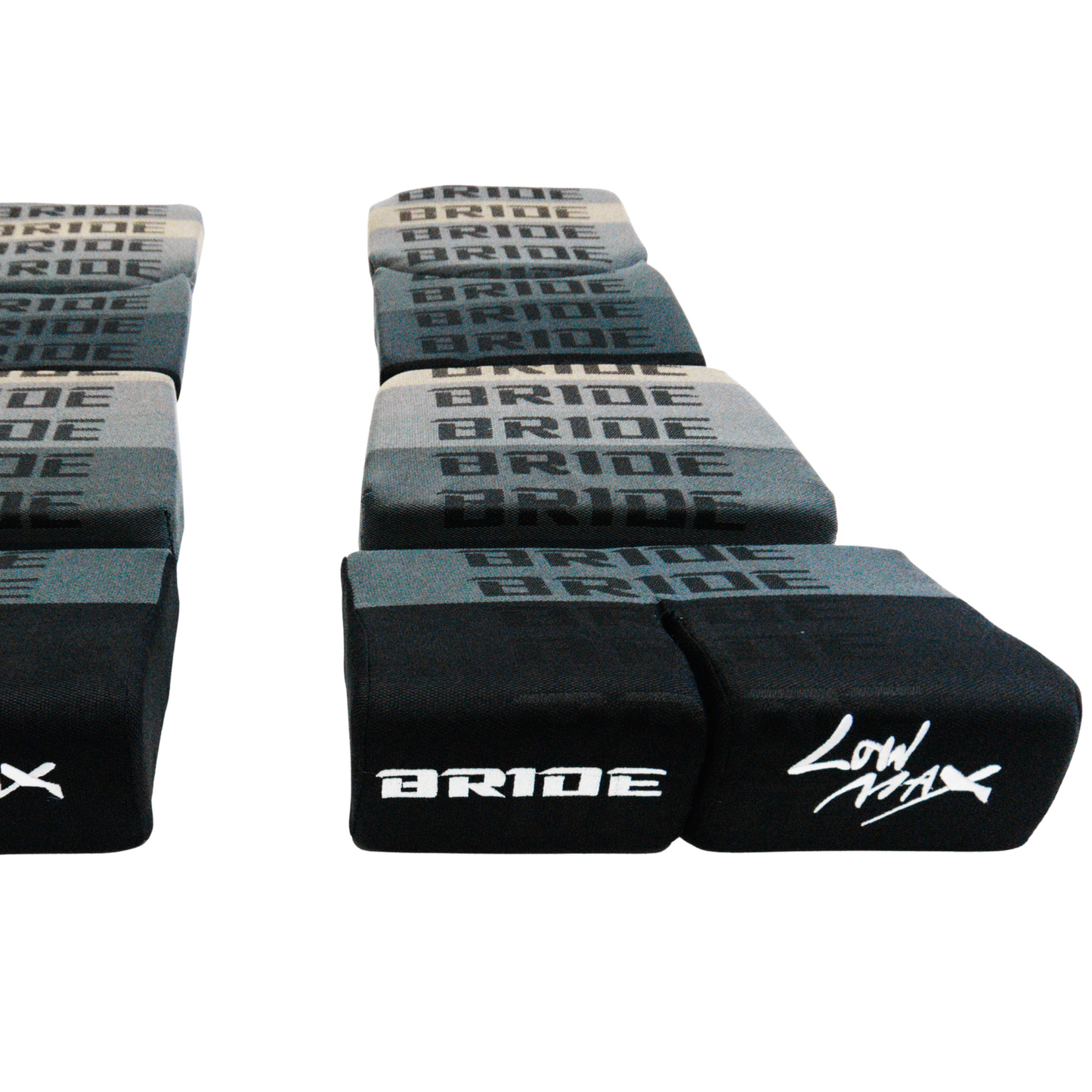 BRIDE Replacement Recliner Sea Cushion Pads – Gray LOW MAX Gradation Logo (3-Piece Set)