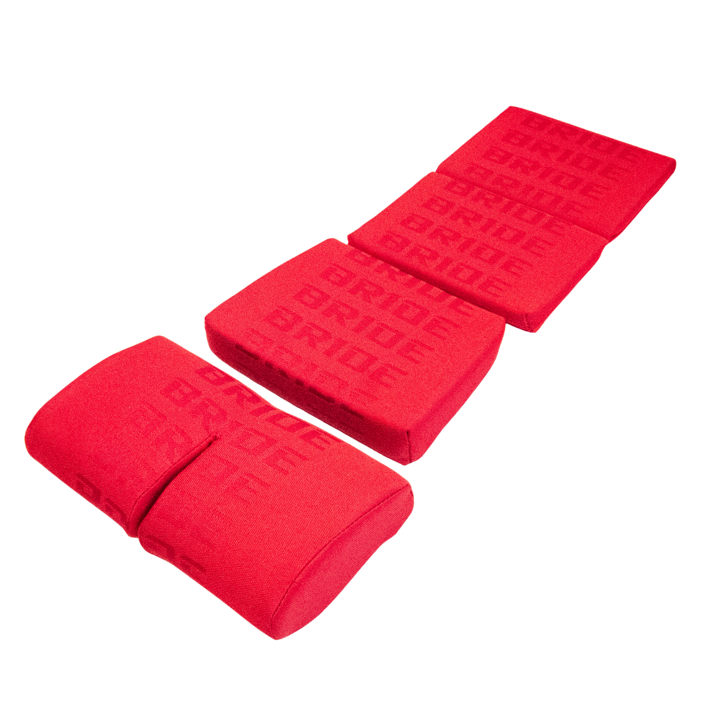 BRIDE Replacement Non-Recliner Fixed Back Seat Cushion Pads – Red Gradation Logo (3-Piece Set)