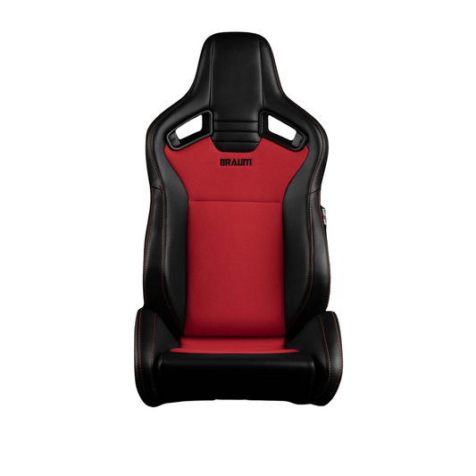 BRAUM Elite V2 Sport Seats (Reclinable - Black Leatherette and Red Cloth) BRR1-BKRF2