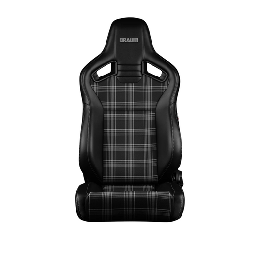 BRAUM Elite V2 Sport Seats (Reclinable - Black and Grey Plaid Inserts) Low Base Version