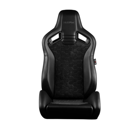 BRAUM Elite V2 Sport Seats (Reclinable - Black Honeycomb Suede) Grey or Red Stitching