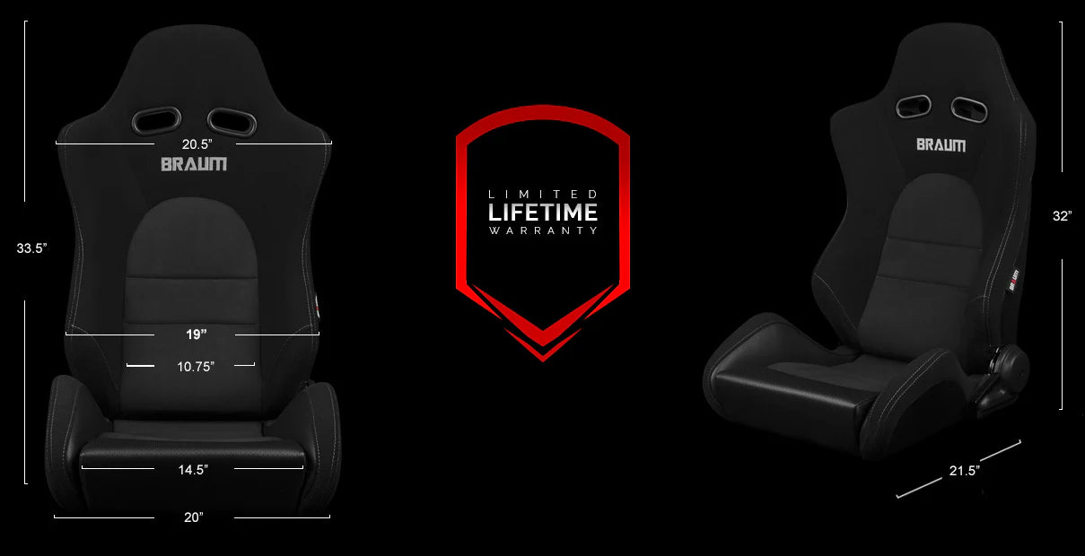 BRAUM ADVAN Sport Seats (Reclinable) Red Jacquard / Black Stitching or Black Jacquard / Black Alcantara