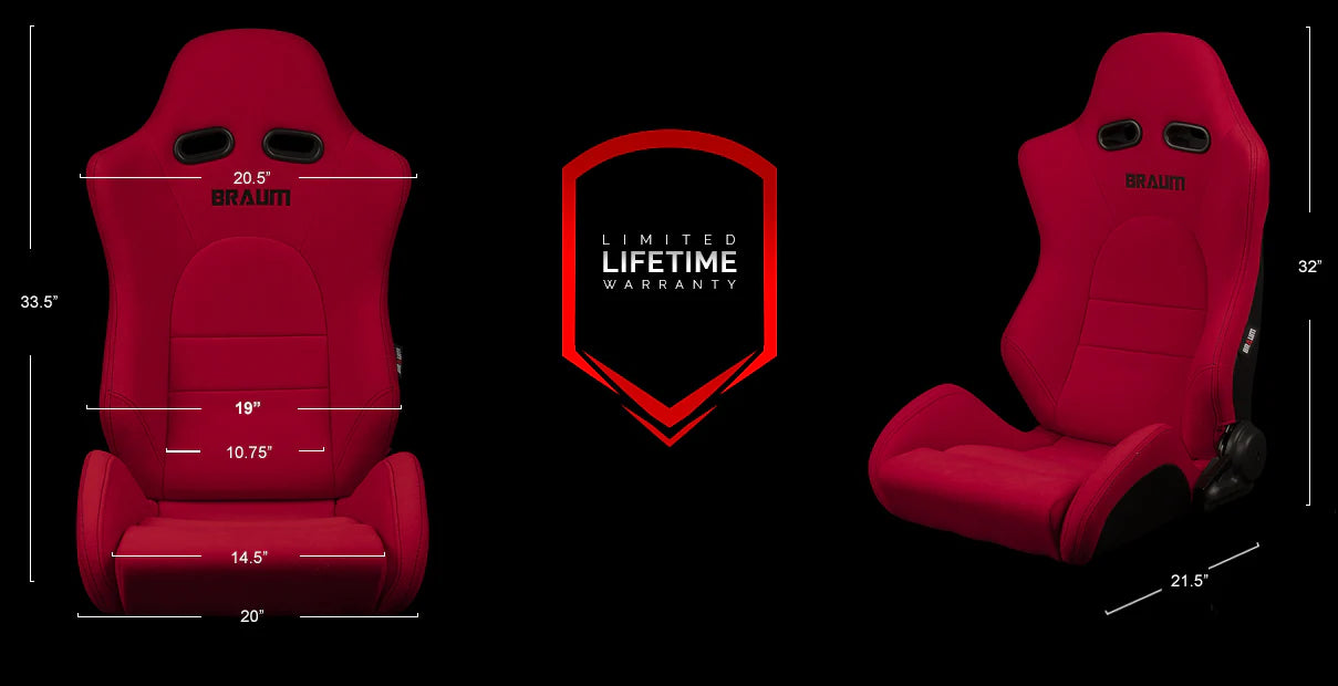 BRAUM ADVAN Sport Seats (Reclinable) Red Jacquard / Black Stitching or Black Jacquard / Black Alcantara