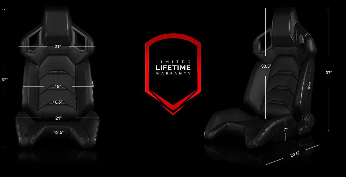 BRAUM Alpha-X Seats (Reclining w/ Carbon Fiber Look Back) White / Red / Black