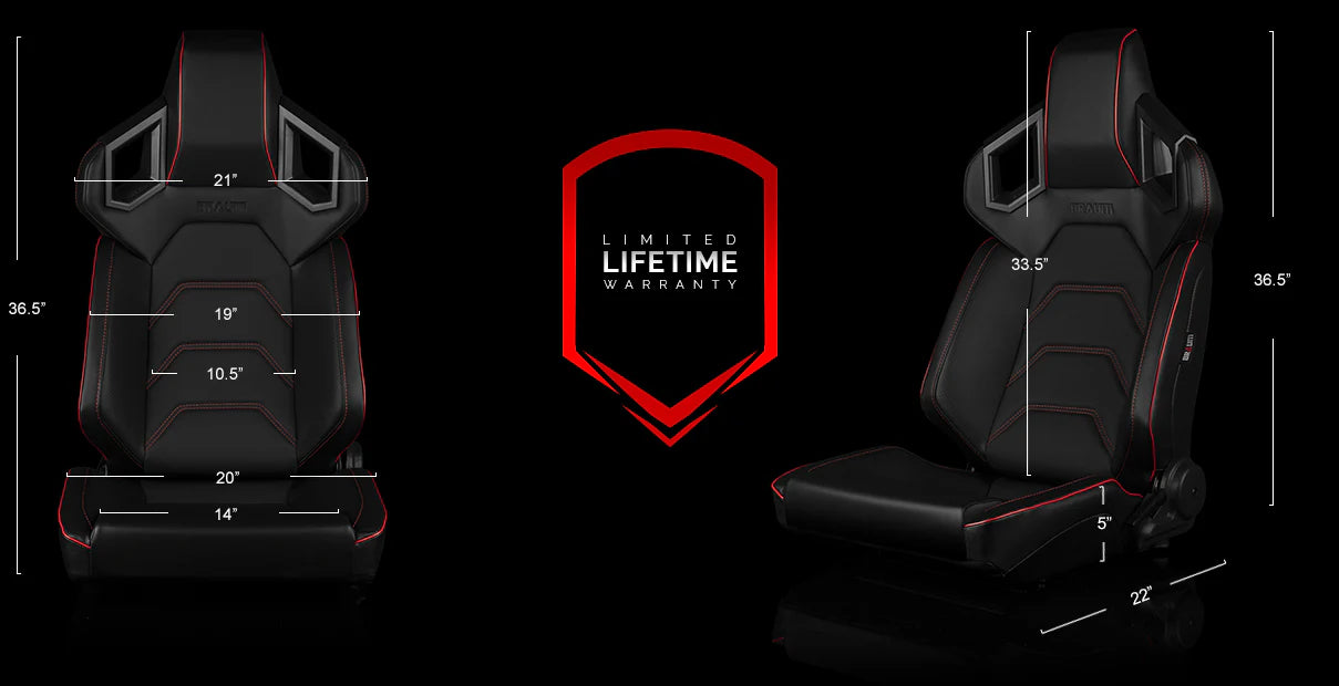 BRAUM Alpha-X Seats (Reclining w/ Carbon Fiber Look Back) White / Red / Black