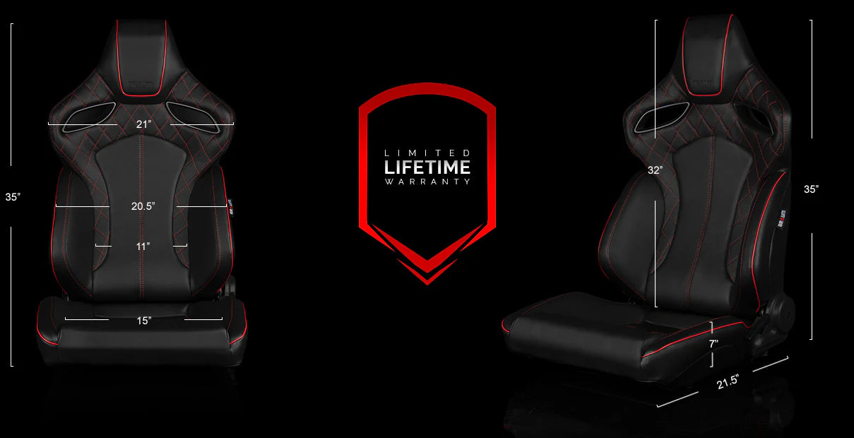 BRAUM Orue Seats (Reclining Black w/ Diamond / Leatherette) White or Red Stitching