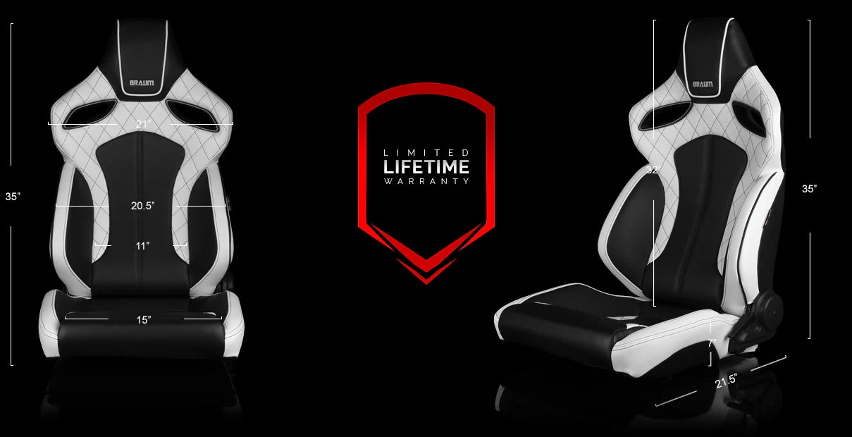 BRAUM Orue Seats (Reclinable) White Diamond w/ Black Stitching