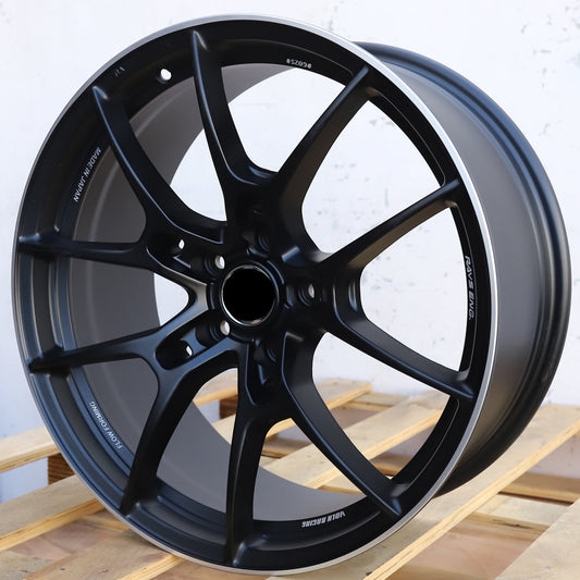 RA-2 | Matte Black Machined Lip + Milling Letters wheels