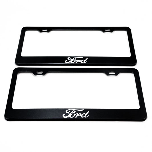 FORD Stainless Steel Black License Plate Frame
