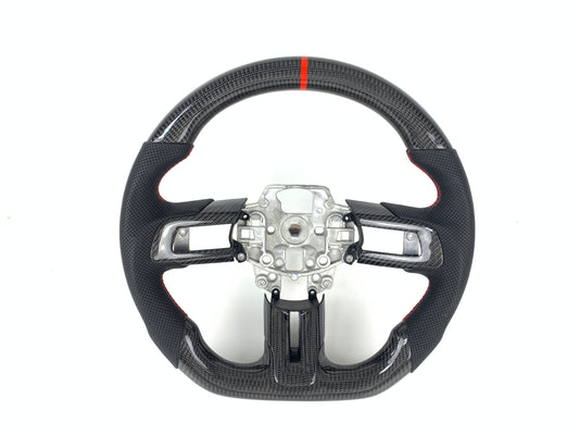 FOR 2015-2017 FORD MUSTANG CARBON FIBER & LEATHER STEERING WHEEL