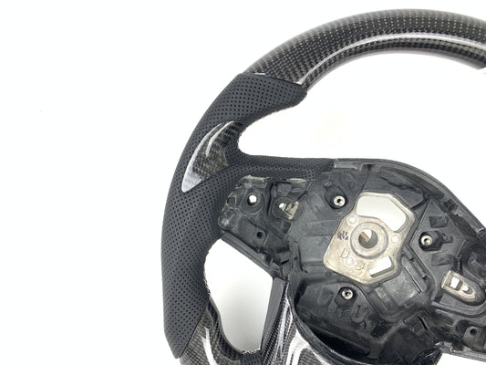 FOR 2019-2026 TOYOTA SUPRA CARBON FIBER & LEATHER STEERING WHEEL