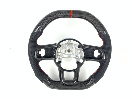 FOR 2018-2023 JEEP WRANGLER JL GLADIATOR CARBON FIBER & LEATHER STEERING WHEEL