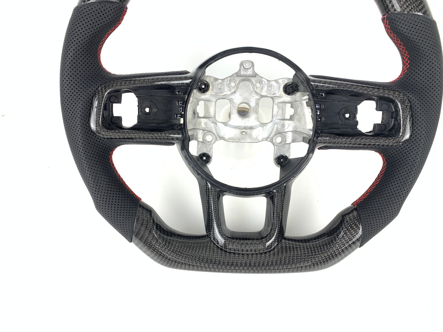 FOR 2018-2023 JEEP WRANGLER JL GLADIATOR CARBON FIBER & LEATHER STEERING WHEEL