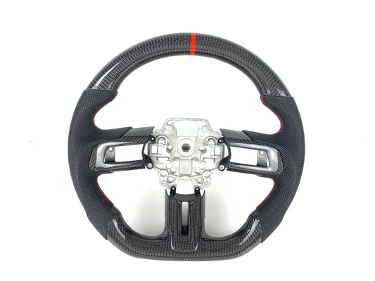 FOR 2018-2023 FORD MUSTANG CARBON FIBER & LEATHER STEERING WHEEL