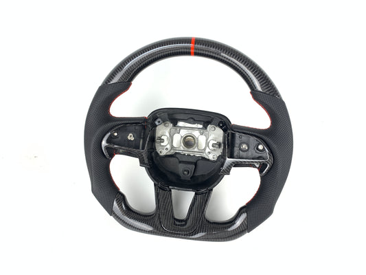 FOR 2015-2024 DODGE CHALLENGER/CHARGER CARBON FIBER & LEATHER STEERING WHEEL