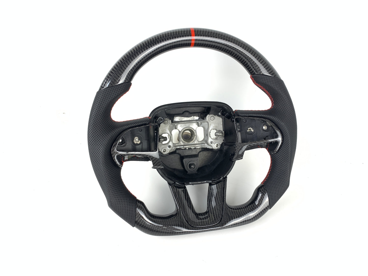 FOR 2015-2024 DODGE CHALLENGER/CHARGER CARBON FIBER & LEATHER STEERING WHEEL